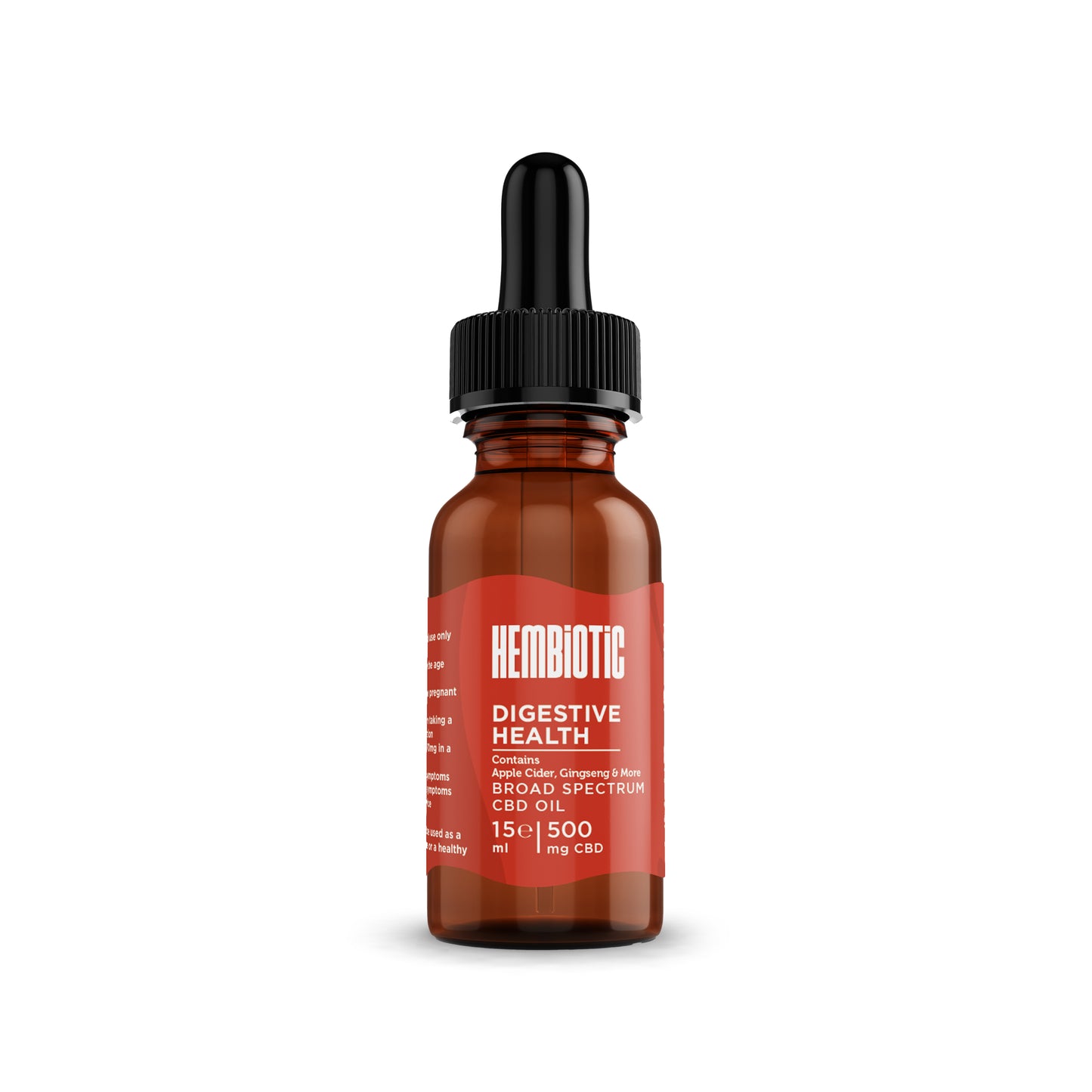 Hembiotic 500mg CBD Broad-Spectrum Vegan Oil - 15ml - Digestive Health