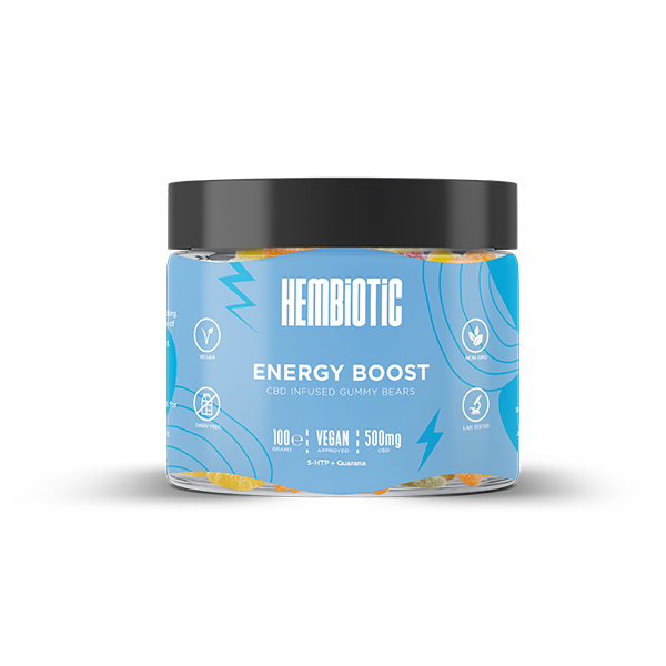 Hembiotic 500mg CBD Vegan Gummy Bears - 100g - Energy Boost