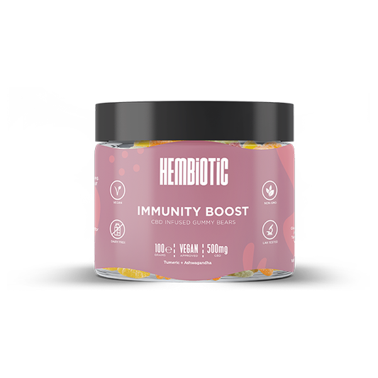 Hembiotic 500mg CBD Vegan Gummy Bears - 100g - Immunity Boost