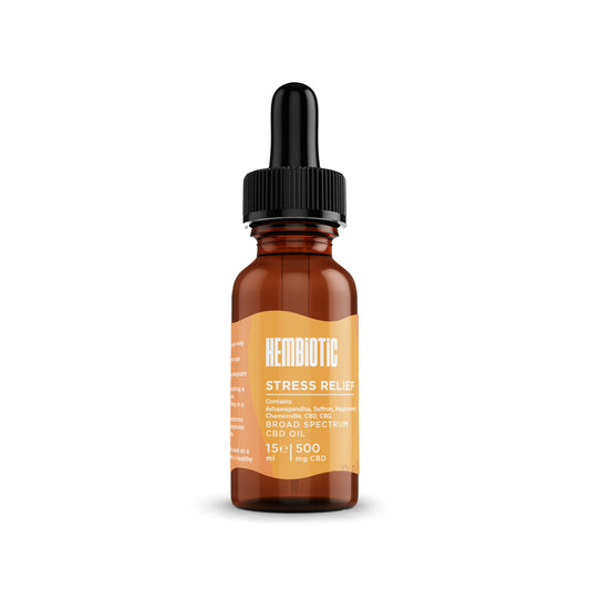 Hembiotic 500mg CBD Broad-Spectrum Vegan Oil - 15ml - Stress Relief