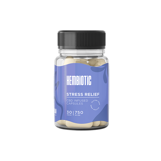 Hembiotic 750mg CBD Vegan Capsules - 30 Caps - Stress Relief