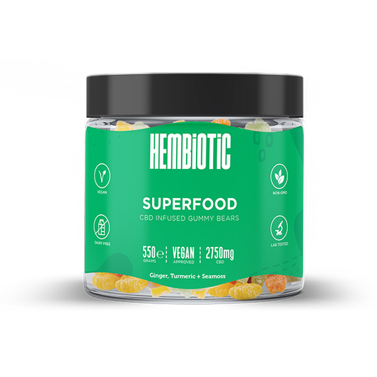 Hembiotic 2750mg CBD Vegan Gummy Bears - Bulk 550g - Superfood