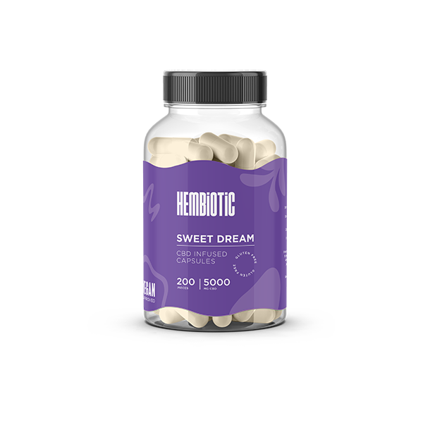 Hembiotic 5000mg CBD Vegan Capsules - Bulk 200 Caps - Sweet Dreams