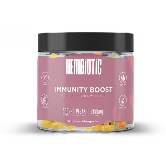 Hembiotic 2750mg CBD Vegan Gummy Bears - Bulk 550g - Immunity Boost